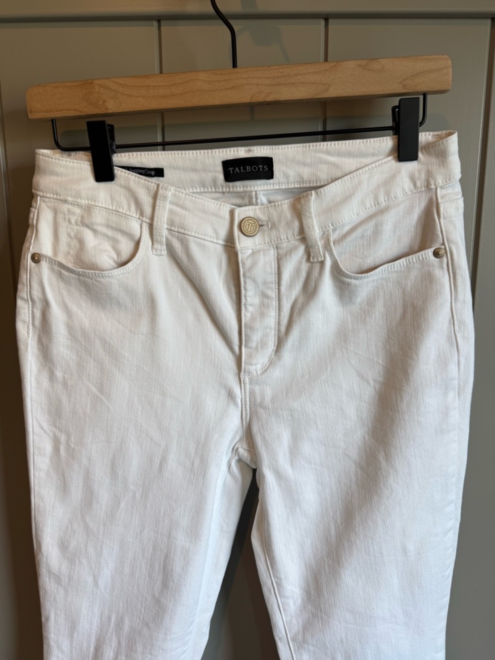 Talbots Size 4 Petite Jegging Crop White Denim Pants Stretch Cotton Blend Casual - Picture 6 of 13